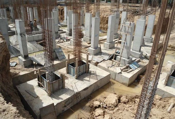 Foundation construction representing company establishment